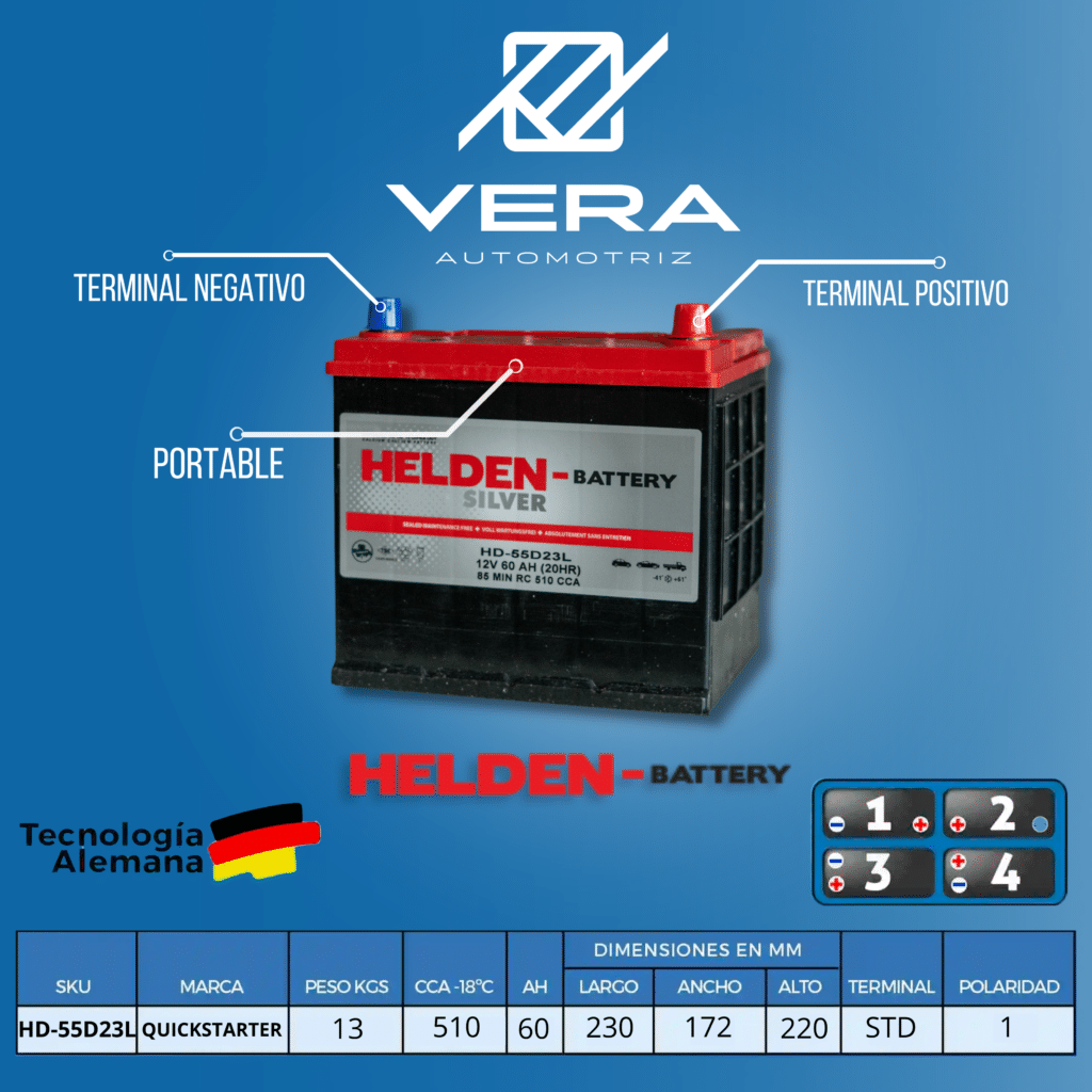 BATERIA (HD-55D23L) - 60AH - 12V 510CCA - POS DER