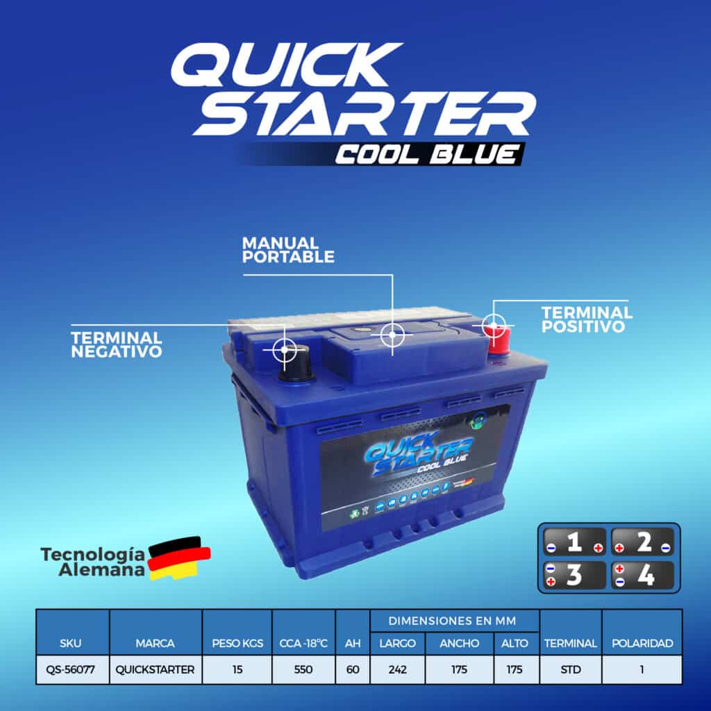 BATERIA (QS-56077) - 60AH - 12V 550CCA - POS DER