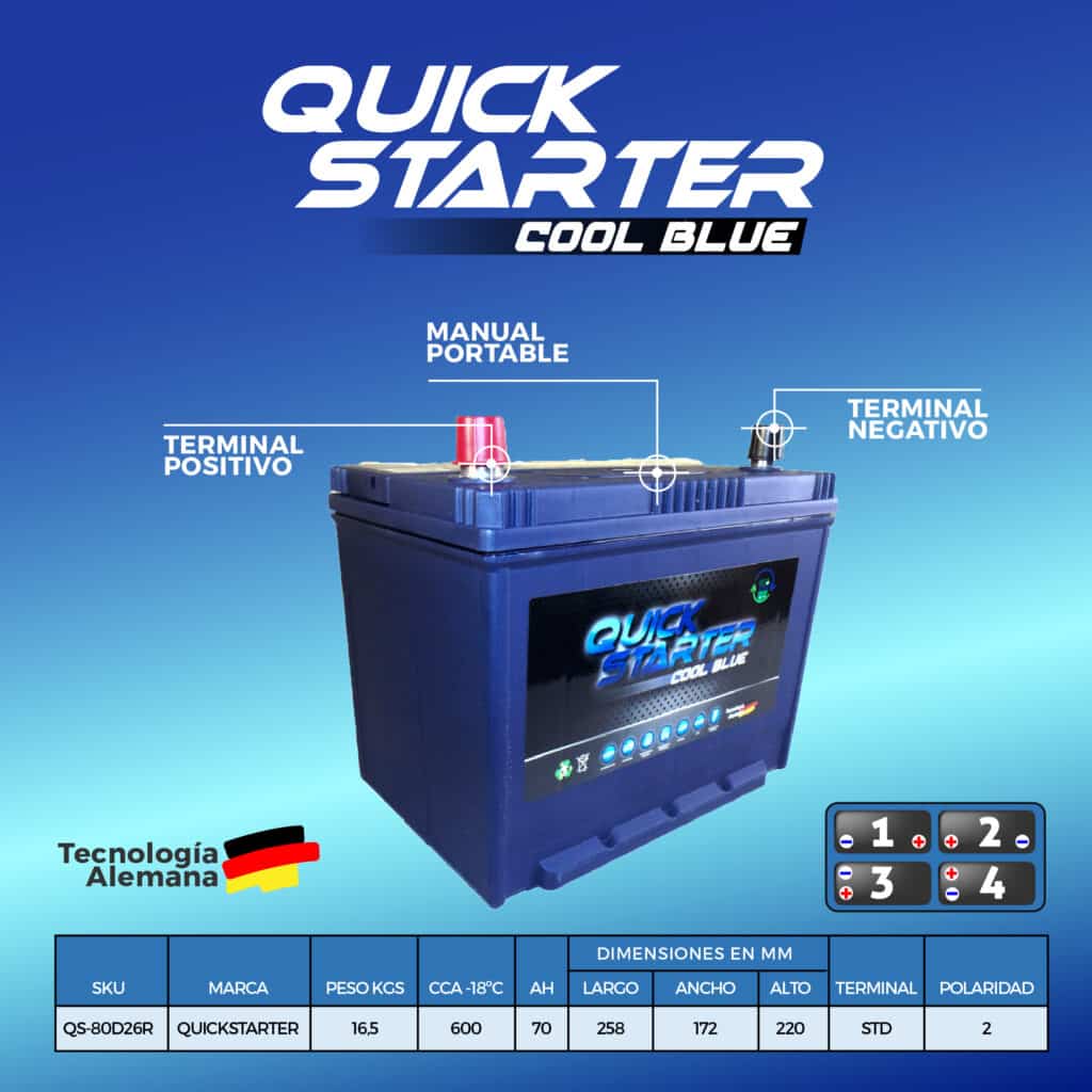BATERIA (QS-80D26R) - 70AH - 12V 600CCA POS IZQ