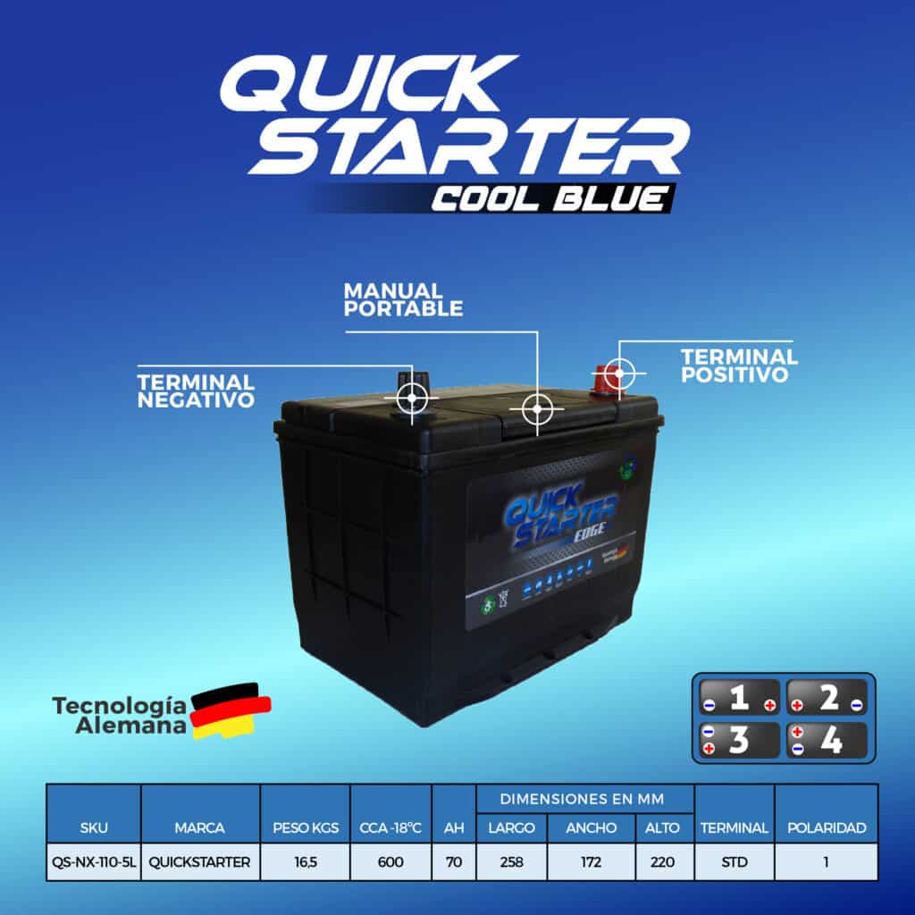 BATERIA (QS-NX-110-5) - 70AH - 12V 600CCA - POS IZQ